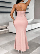 Solid Color One Shoulder Hollow Out Waist Drawstring Top & And Mermaid Skirt Set